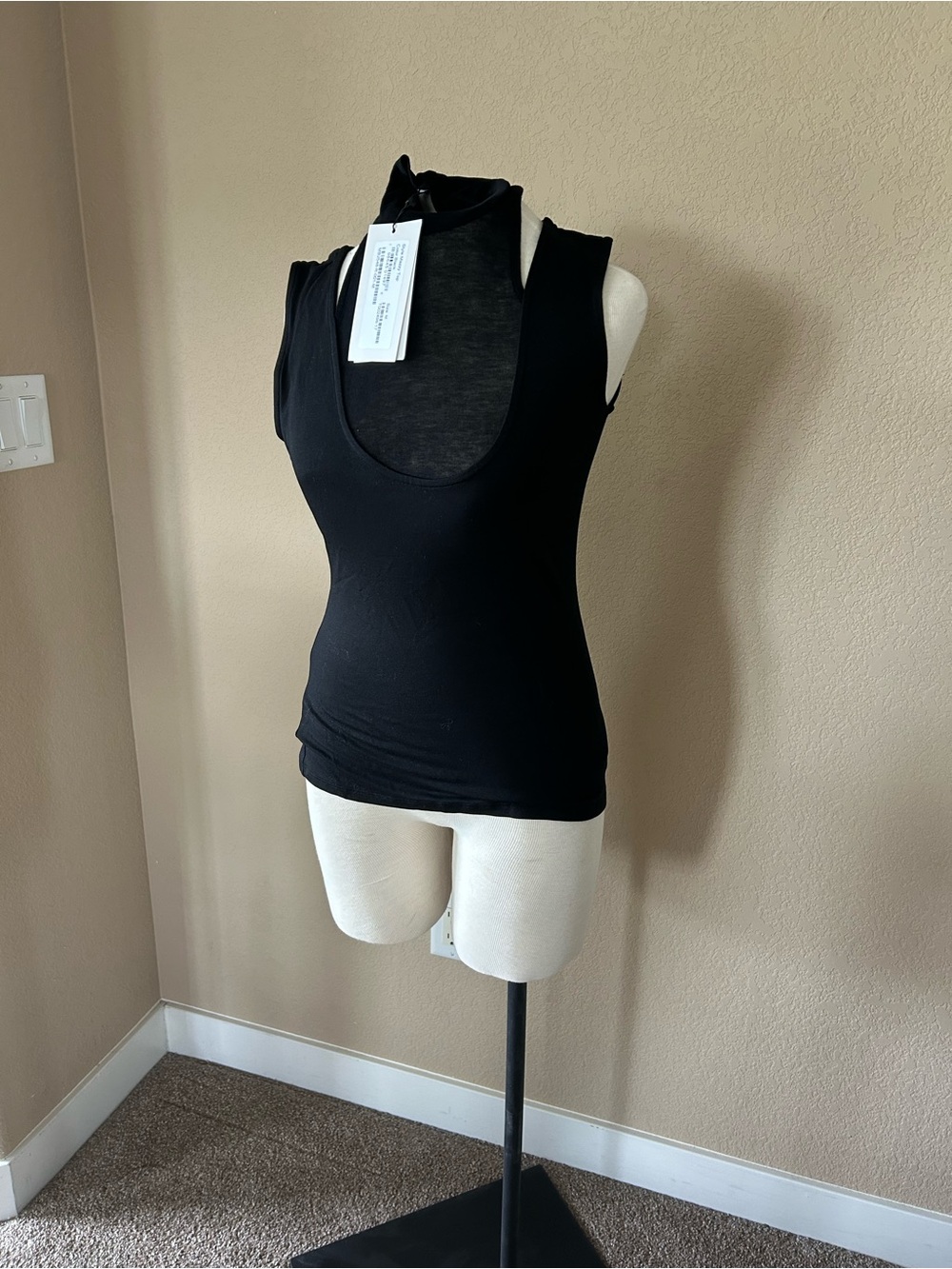Marcella Black Sheer chest and back Shaping Tank Top for Women